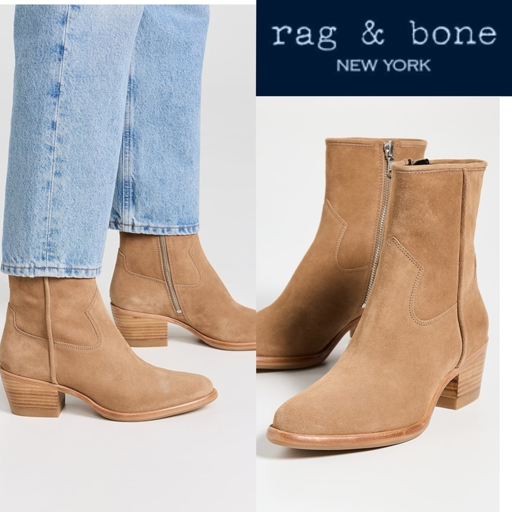 $495  Rag & Bone mustang western cowboy short ankle boots size 36.5